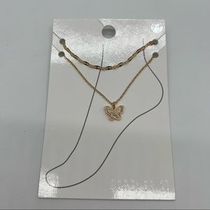 NWT Forever 21 Womens Girls Butterfly Anklets 2 Piece